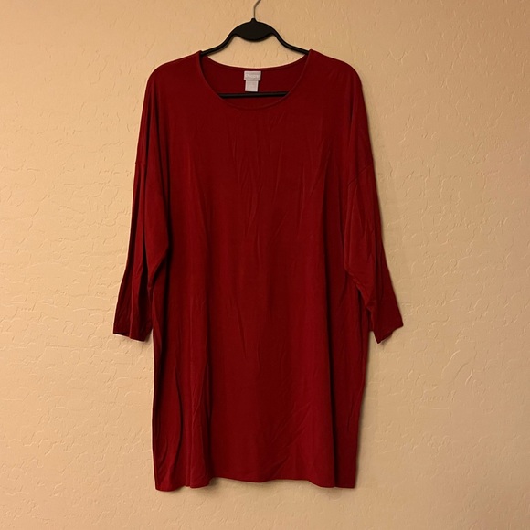 Chico’s Red 3/4 Sleeve T-Shirt Tunic Top - Picture 9 of 12